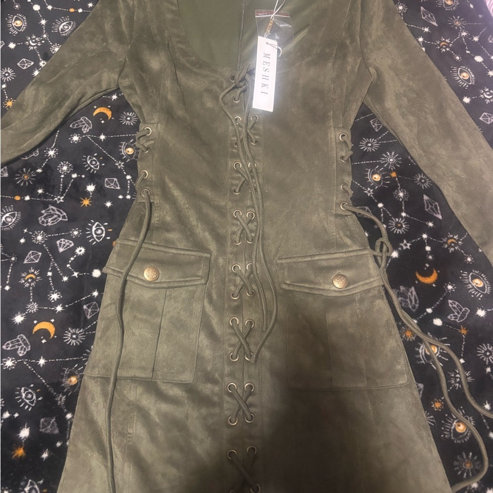 Meshki Olive Long Sleeve Dress